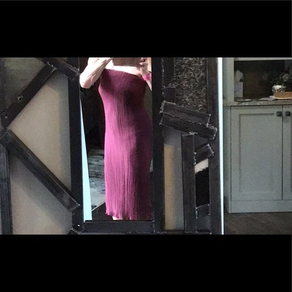Topshop Burgundy strapless lined Textured Dress - Picture 2 of 6